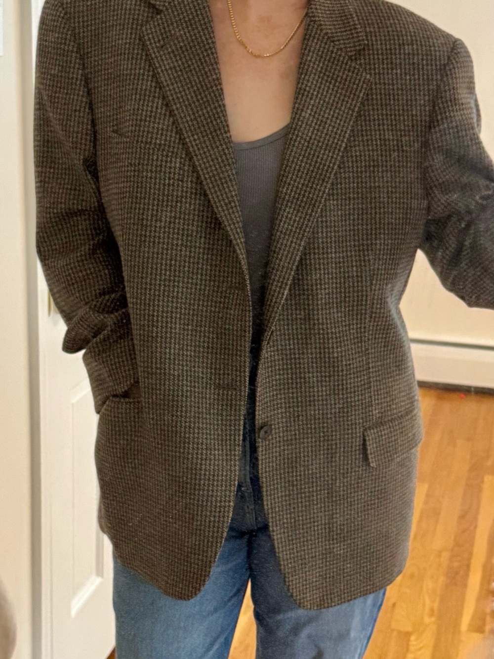 Classic Vintage Brown Houndstooth Men’s Blazer